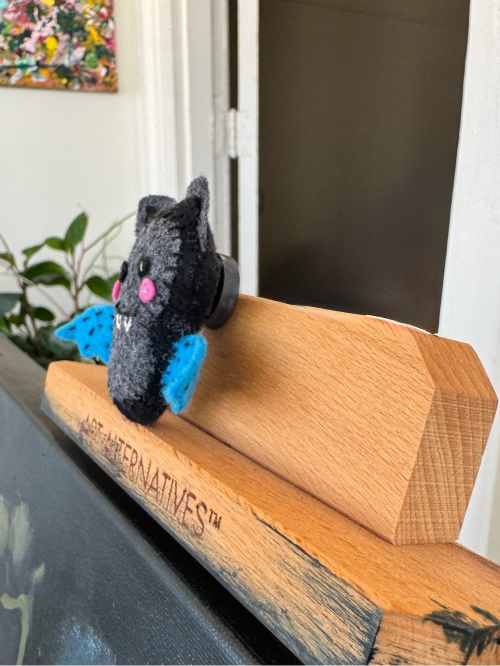 Bat Magnet. Handmade. Felt. 2in x 1.5 in. - Picture 8 of 11